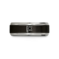 unique presents for dad – black & blue & grey tungsten signal flag wedding band