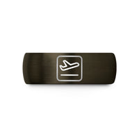 unique presents for him – gunmetal & blue tungsten arrival icon wedding band
