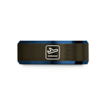unique presents for him – gunmetal & blue tungsten arrival icon wedding band