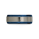 best presents for him – black & blue & grey tungsten loop knot hook wedding band
