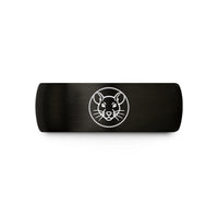 personalized rings for men – black & rose gold tungsten rat face circle wedding band