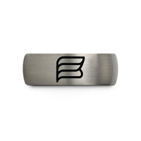 engraved ring for husband – blue & silver tungsten thin bi stripes wedding band