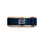husband present ideas ring – rose gold & blue tungsten thin bi stripes wedding band