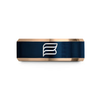 husband present ideas ring – rose gold & blue tungsten thin bi stripes wedding band