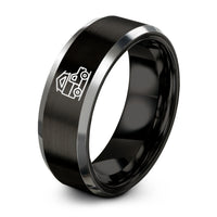 father's day presents men – black & gray tungsten truck tent ring