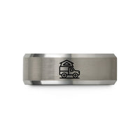 father's day presents men – black & silver tungsten truck tent wedding band
