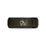 personalized rings for men – gunmetal & black tungsten truck tent wedding band