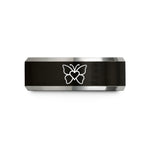 best presents for dad – black & gray tungsten butterfly heart wedding band