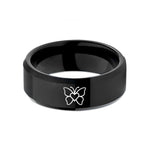 personalized presents for dad – black tungsten butterfly heart wedding band