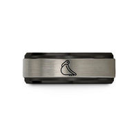 dad's day present ideas – black & grey tungsten excavator bucket wedding band