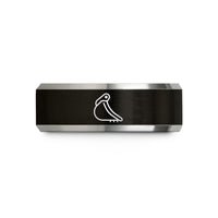best presents for dad – black & silver tungsten excavator bucket wedding band