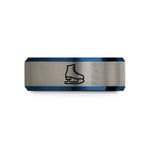 best presents for fathers – black & blue & gray tungsten ice skate boot wedding band