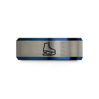 best presents for fathers – black & blue & gray tungsten ice skate boot wedding band