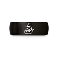 unique presents for dad – black & gold tungsten ship silhouette heart wedding band