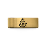 personalized presents for dad – gold tungsten ship silhouette heart wedding band