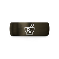 unique presents for men – gunmetal & black tungsten pharmacy rx wedding band
