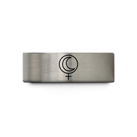 unique dad present ideas – black & blue & gray tungsten venus crescent phase wedding band