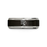 personalized presents for dad – black & blue & grey tungsten virgo glyph wedding band