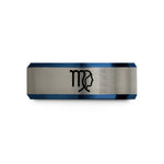 best presents for him – black & blue & silver tungsten virgo glyph wedding band