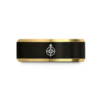 best presents for men – black & gold tungsten wayfinder arrow compass wedding band