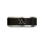 best friend present ideas – black & silver tungsten caffeine molecule wedding band