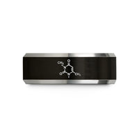 best friend present ideas – black & silver tungsten caffeine molecule wedding band