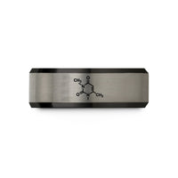 unique presents for her – black & silver tungsten caffeine molecule wedding band