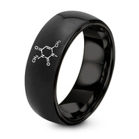 Gifts for Female Best Friend – black tungsten caffeine molecule ring