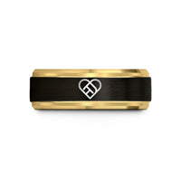 unique friend present ideas – black & gold tungsten double heart knot wedding band
