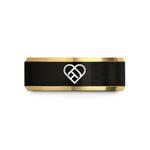 personalized friend present ideas – black & gold tungsten double heart knot wedding band
