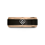 best friend present rings – black & rose gold tungsten double heart knot wedding band