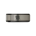 best friendship presents – black & blue & grey tungsten poseidon trident wedding band