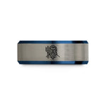 unique presents for her – black & blue & gray tungsten poseidon trident wedding band