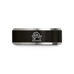 personalized jewelry for friends – black & grey tungsten table saw wedding band