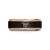 unique presents for her – black & rose gold tungsten chocolate drizzle wedding band