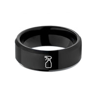 thoughtful presents women want – black tungsten spray bottle wedding band