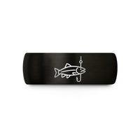 unique presents for her – black tungsten trout jig wedding band
