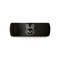 romantic presents for fiancé – black & rose gold tungsten bunny face wink wedding band