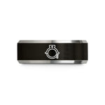 engagement present for her – black & grey tungsten pipe clamp wedding band