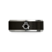 engagement present for her – black & grey tungsten pipe clamp wedding band