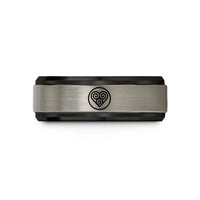 best friend present ideas – black & silver tungsten spiral circle wedding band