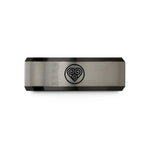custom rings for her – black & silver tungsten spiral circle wedding band