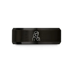 ladies promise ring – black tungsten stepdaughter heart wedding band