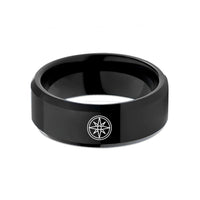 stylish rings for women – black tungsten compass star wedding band