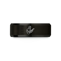 personalized presents for her – black tungsten guitarist pick wedding band