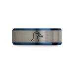 couples matching rings set – black & blue & grey tungsten albatross wedding band