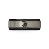 personalized couple presents – black & blue & grey tungsten red card whistle wedding band