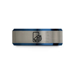 personalized couple presents – black & blue & silver tungsten red card whistle wedding band