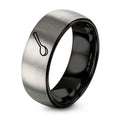 Sauce Spoon – Tungsten Wedding Band, 8 mm, Black, Silver Comfort-Fit Unisex