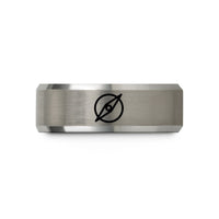 couples matching rings – grey tungsten azimuth pointer wedding band